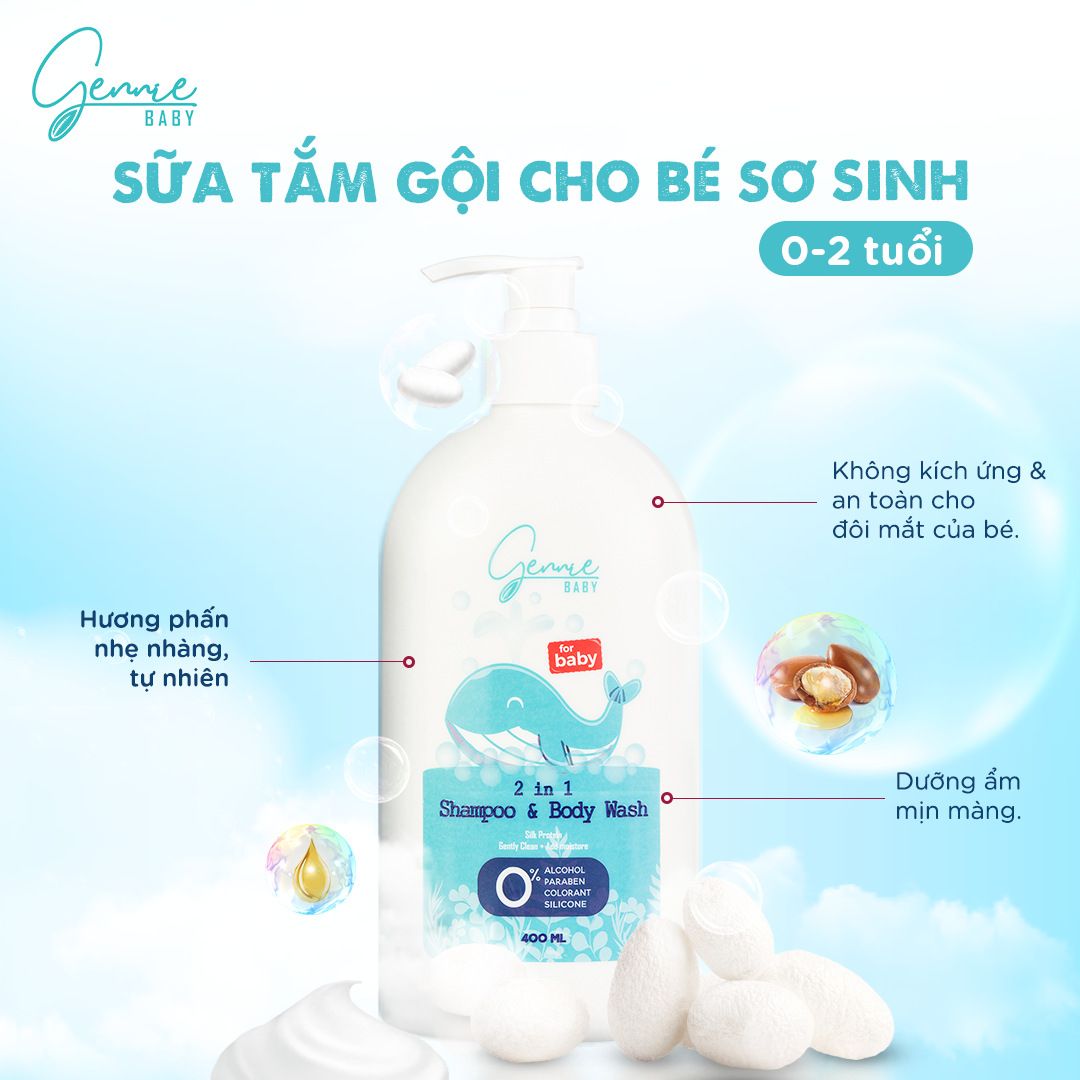 Mô tả Sữa tắm gội 2 trong 1 Gennie Baby 400ml chính hãng - 3
