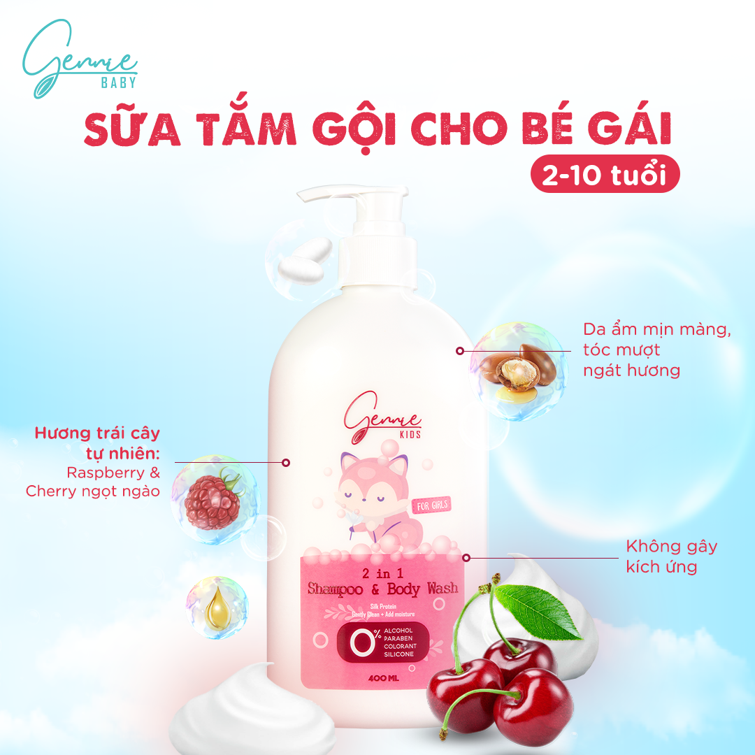 Mô tả Sữa tắm gội 2 trong 1 Gennie Baby 400ml chính hãng - 5