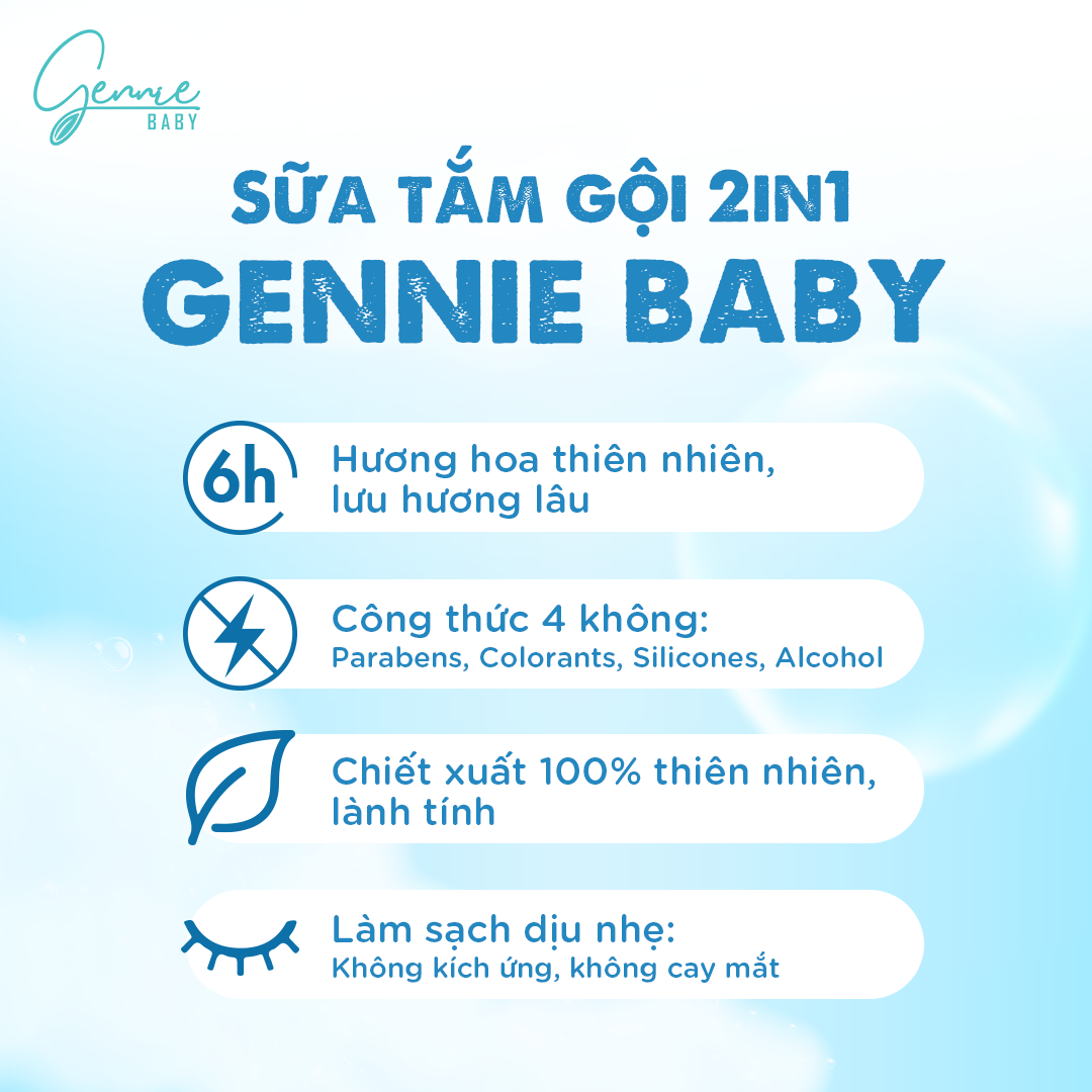 Mô tả Sữa tắm gội 2 trong 1 Gennie Baby 400ml chính hãng - 6