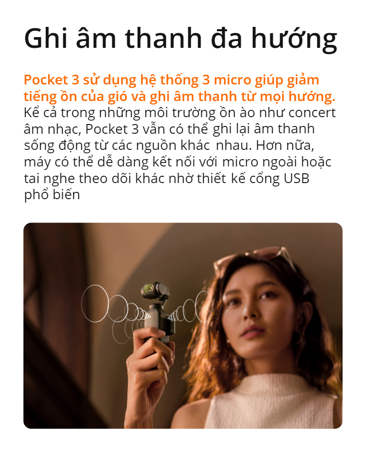 Mô tả Camera DJI Pocket 3 cầm tay bỏ túi nhỏ gọn, quay video vlog sắc nét 4K 120fps (DJI OP 3) - 9