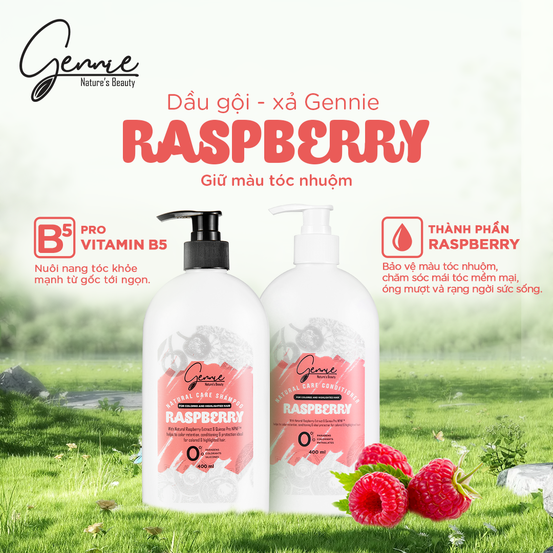 Mô tả Dầu gội - xả Gennie Natural Care Raspberry cho tóc nhuộm và tóc highlight 400ml - 2