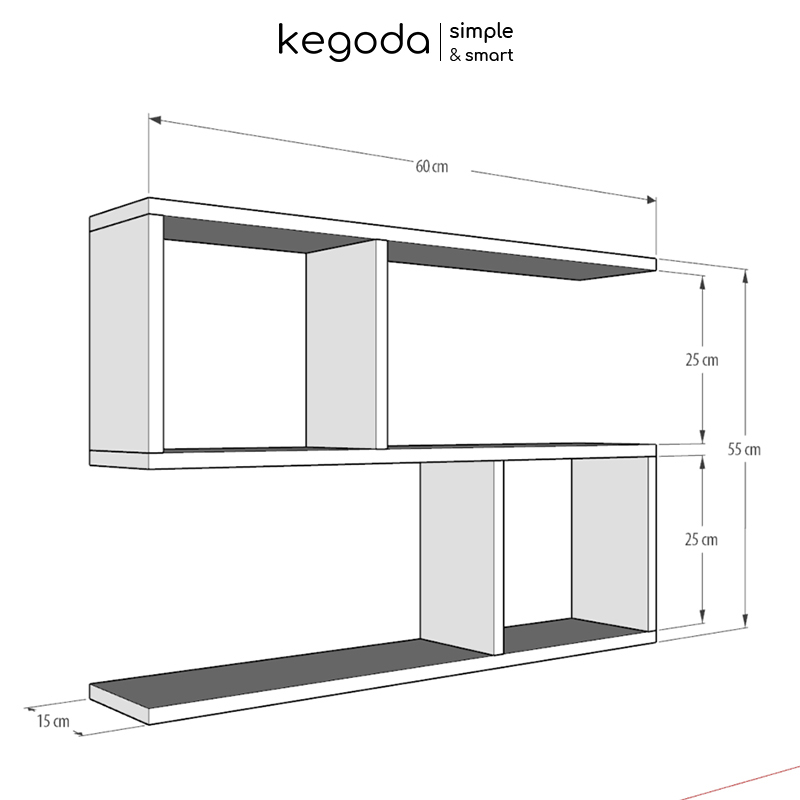 Mô tả Kệ Sách Gỗ Trang Trí Treo Tường 3 Tầng KEGODA Dài 60cm, Không Cần Khoan, Tặng Kèm Phụ Kiện KT60 - 3