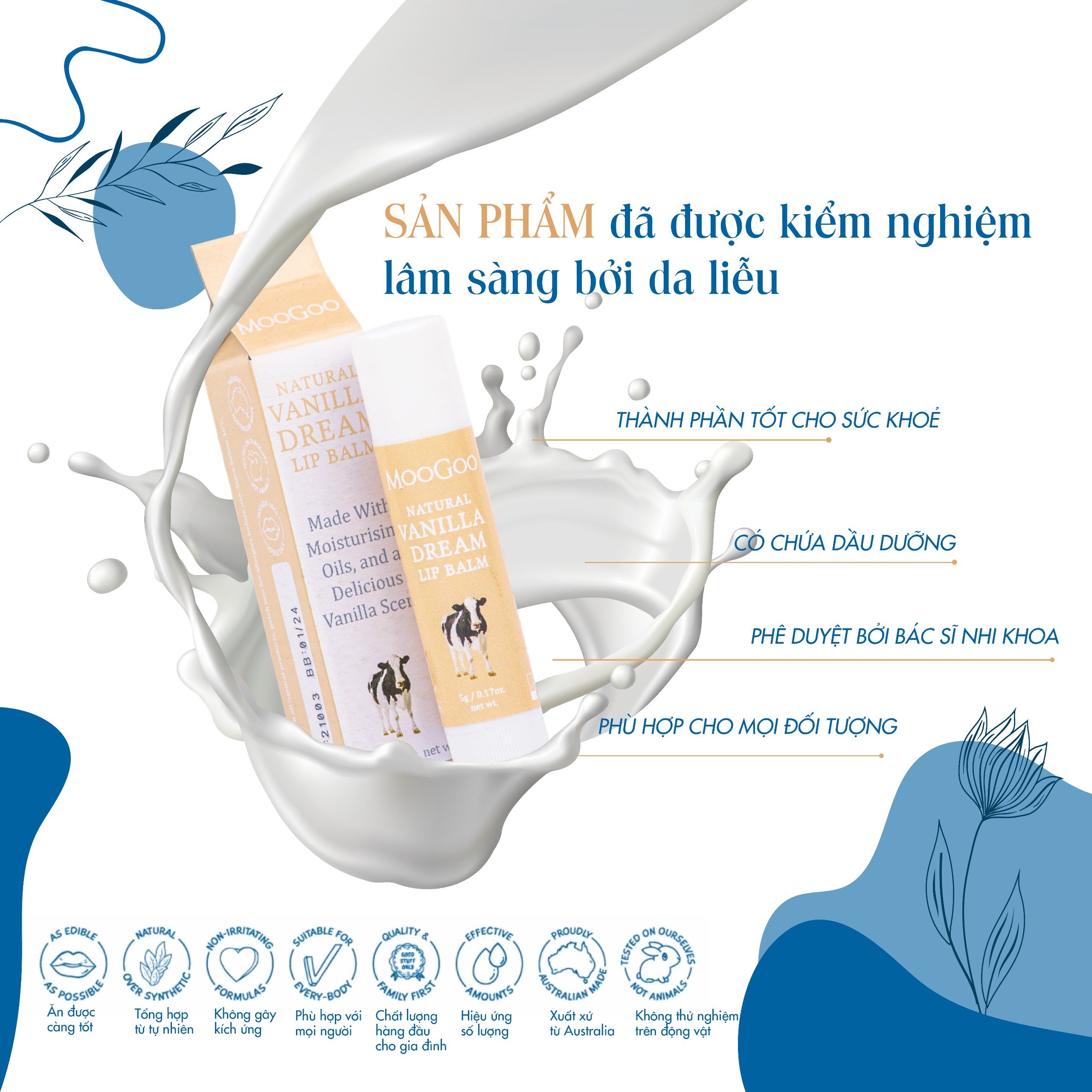 Mô tả Son dưỡng thuần chay làm mềm và dưỡng ẩm môi MooGoo Úc cho trẻ em, da nhạy cảm - 4