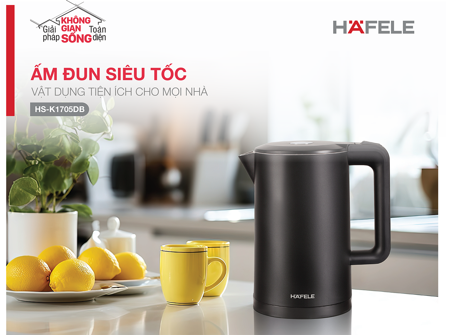 Mô tả Ấm đun siêu tốc KETTLE Hafele HS-K1705DB 535.43.548 - 1