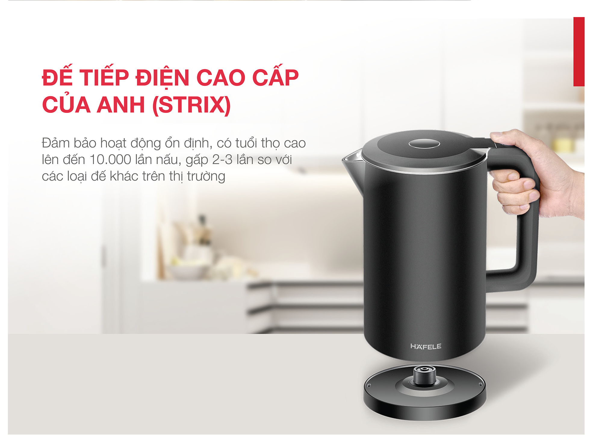 Mô tả Ấm đun siêu tốc KETTLE Hafele HS-K1705DB 535.43.548 - 2