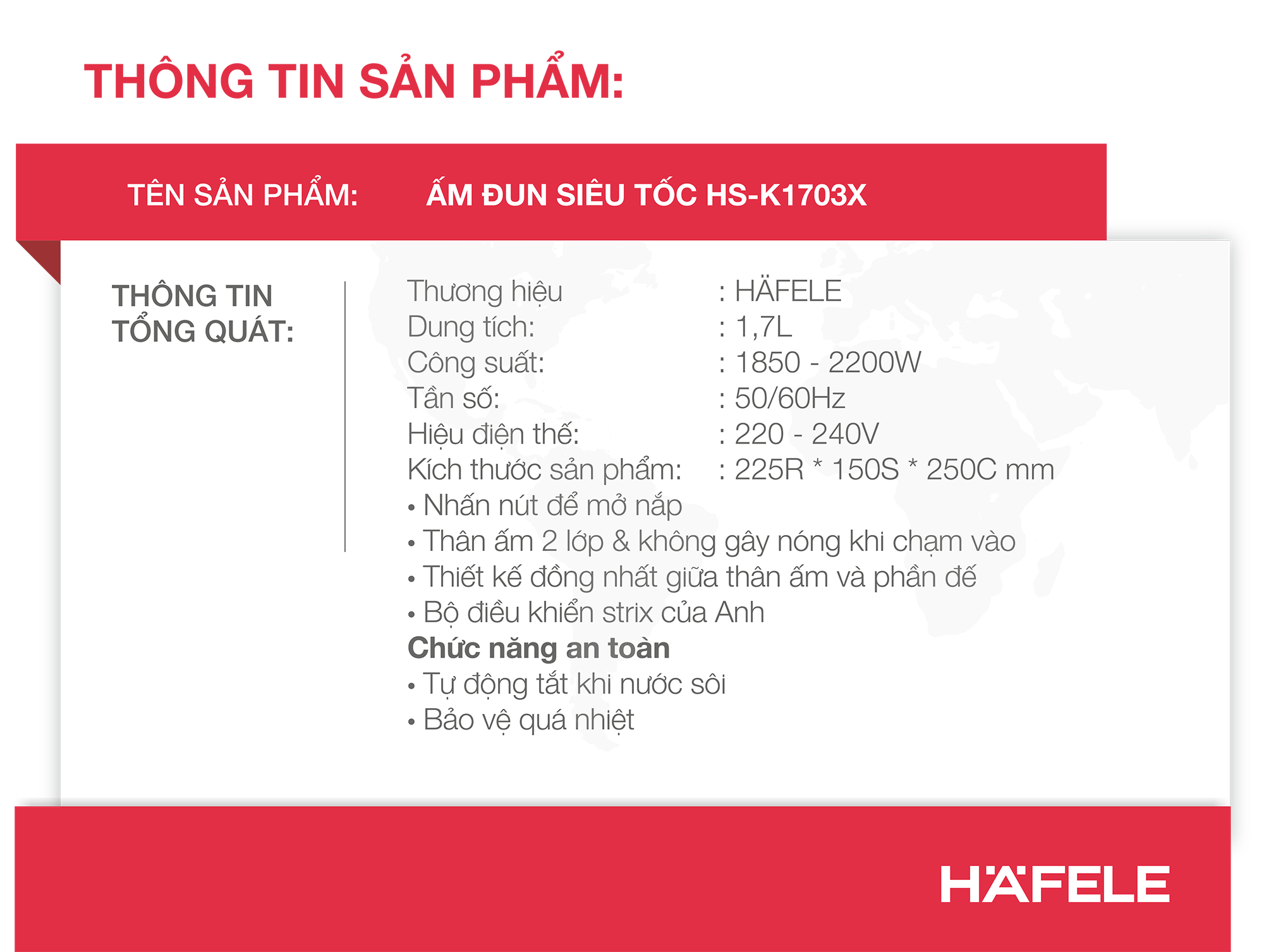 Mô tả Ấm đun siêu tốc KETTLE Hafele HS-K1705DB 535.43.548 - 6