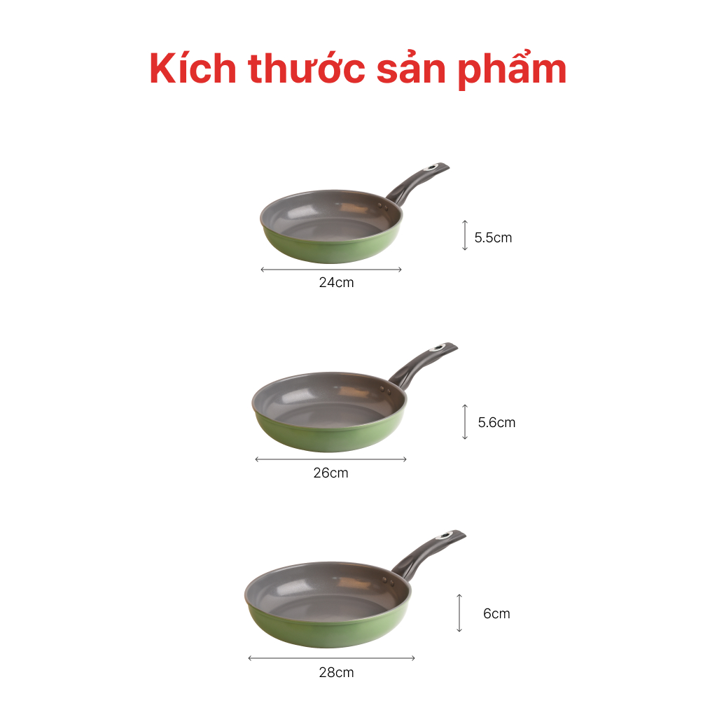 Mô tả Chảo chống dính đáy từ Ceragreen 24cm, 26cm, 28cm, HAPPYCOOK - 6