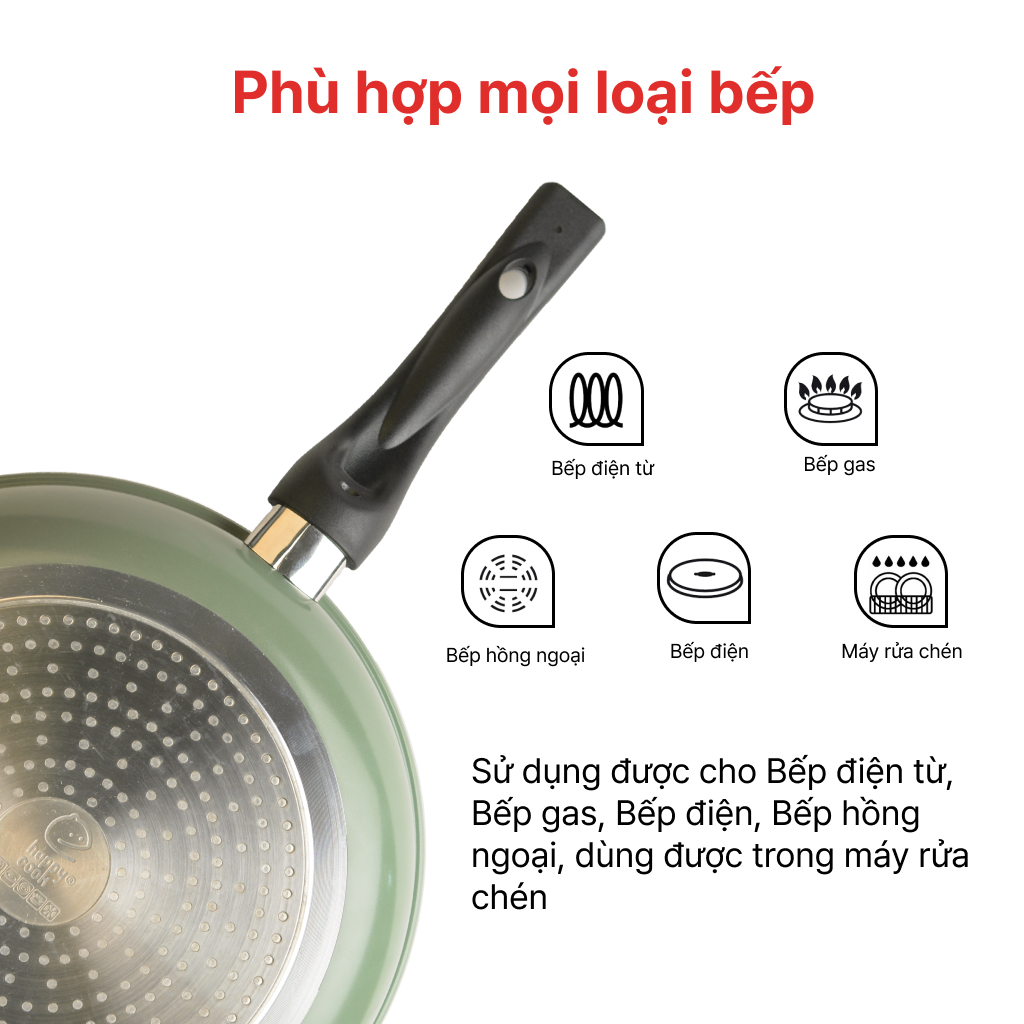 Mô tả Chảo chống dính đáy từ Ceragreen 24cm, 26cm, 28cm, HAPPYCOOK - 7