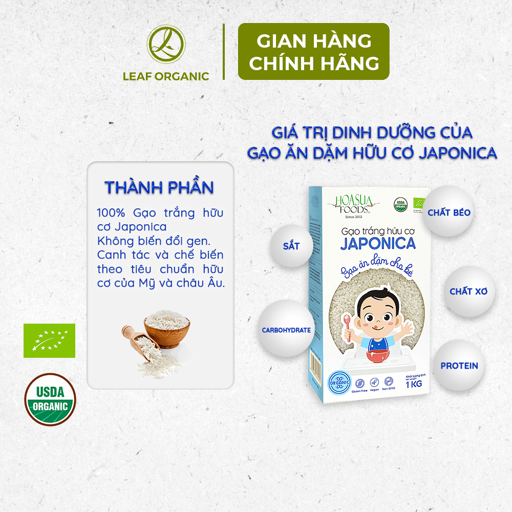 Mô tả Gạo trắng hữu cơ ăn dặm cho bé Japonica Hoa Sữa Foods hộp 1kg - 1