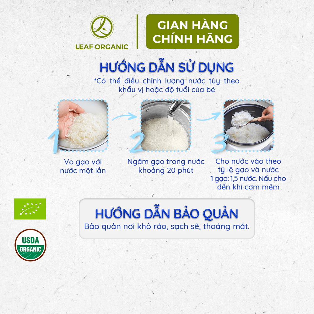 Mô tả Gạo trắng hữu cơ ăn dặm cho bé Japonica Hoa Sữa Foods hộp 1kg - 3