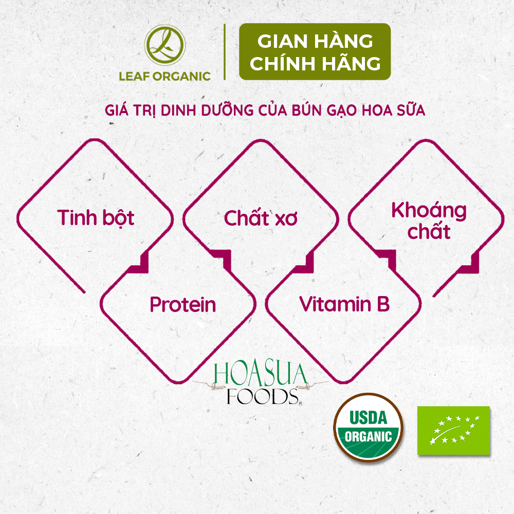 Mô tả Bún gạo hữu cơ Hoa Sữa Foods 250g/hộp Sợi mềm dai, không bị nhũn - 2