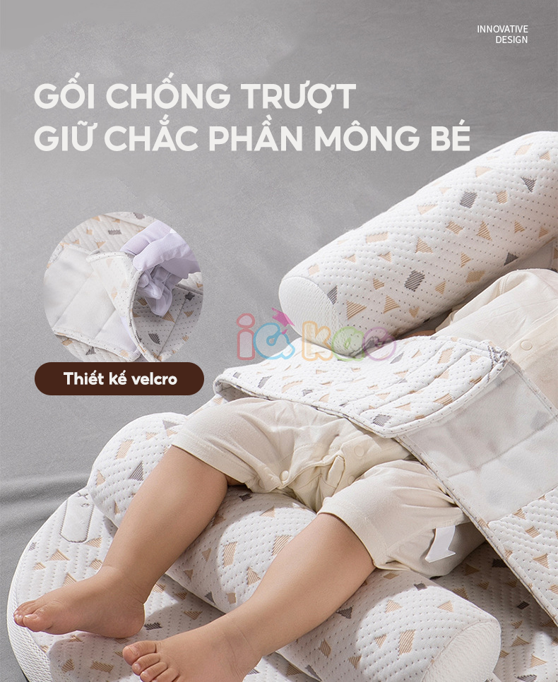 Mô tả Đệm Gối Chống Trào Ngược Sơ Sinh IQKAO Tặng Chăn Ủ Choàng, Kèm Gối Chặn Giúp Bé Ngủ Ngon, Hỗ Trợ Tiêu Hóa Chống Nôn BI01 - 10
