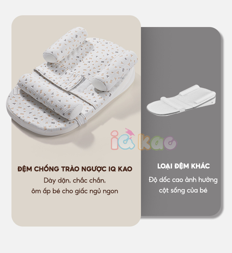 Mô tả Đệm Gối Chống Trào Ngược Sơ Sinh IQKAO Tặng Chăn Ủ Choàng, Kèm Gối Chặn Giúp Bé Ngủ Ngon, Hỗ Trợ Tiêu Hóa Chống Nôn BI01 - 4