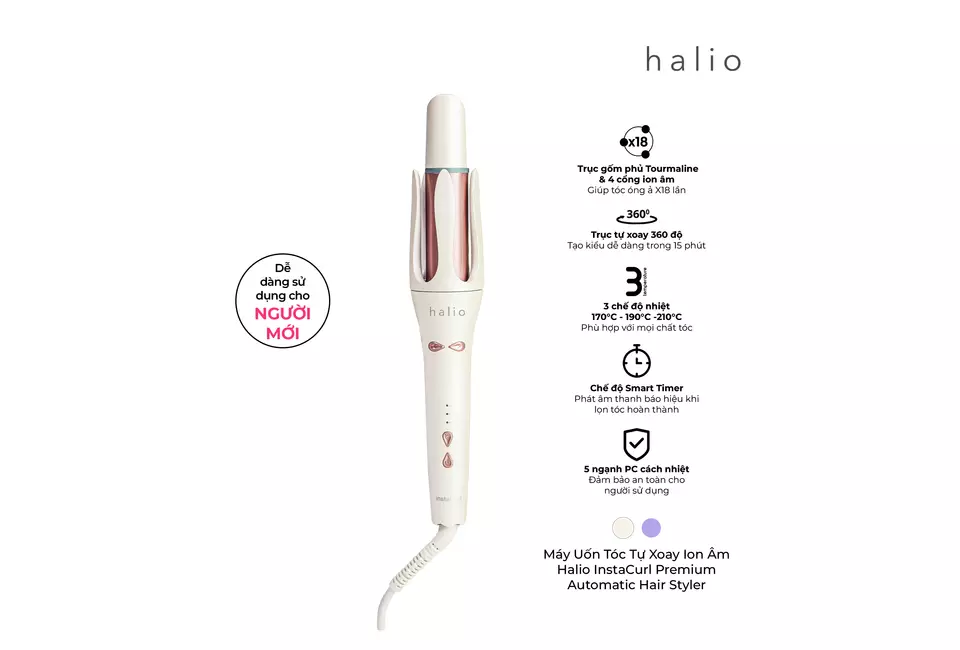 Mô tả Máy uốn tóc tự động xoay Halio instaCurl Premium Automatic Hair Styler - 3