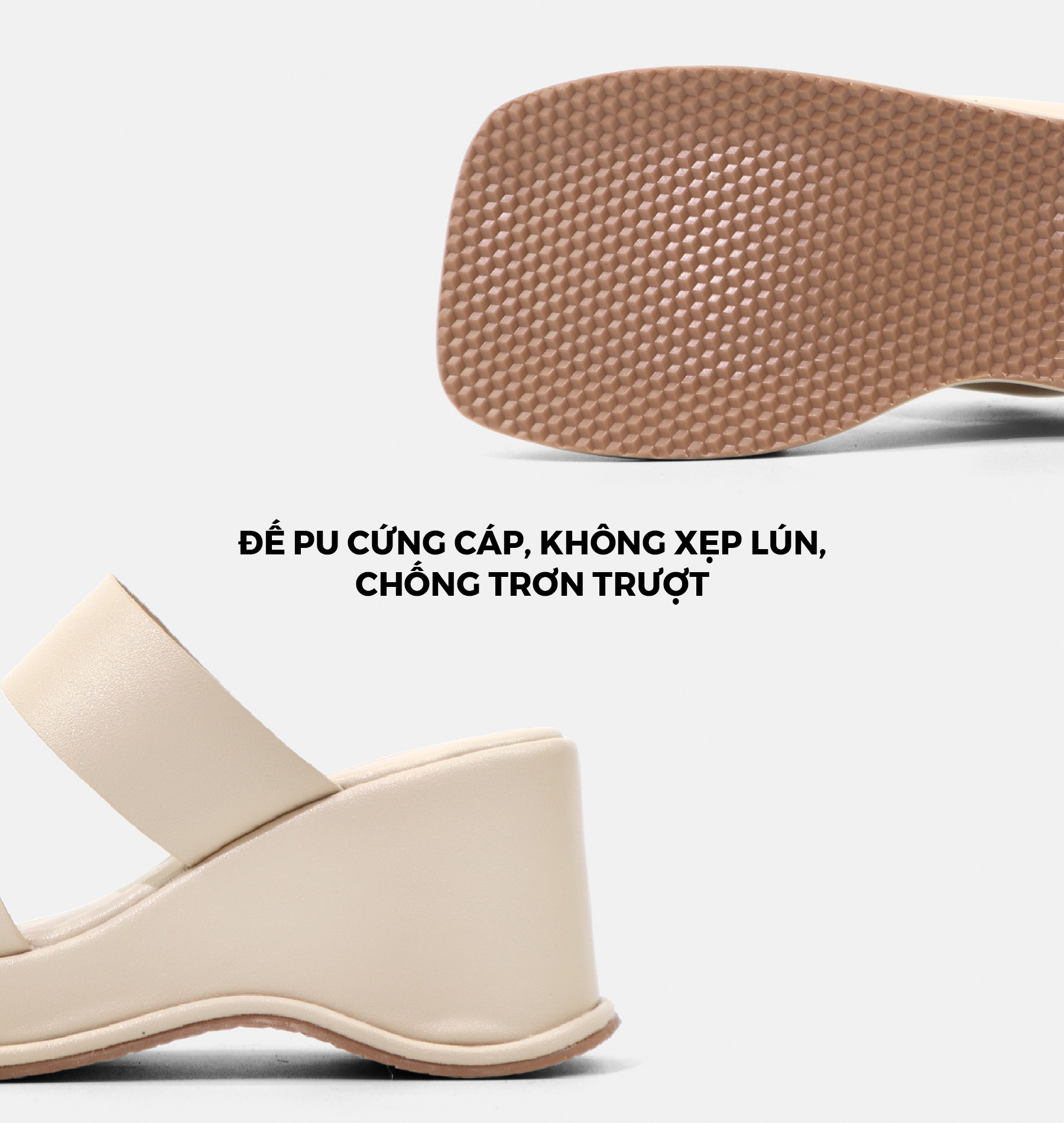 Mô tả Dép Đế Xuồng Nữ Cillie Quai Ngang Đế Bánh Mì Cao 7p Da Mềm Êm Chân 1057 - 3