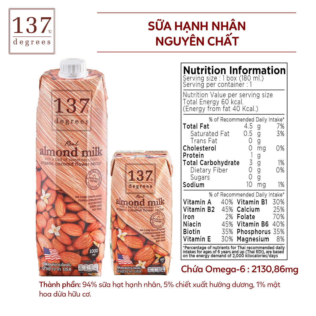 Mô tả Sữa Hạt 137 Degrees 1L Thái Lan Healthy Dinh Dưỡng Thơm Ngon Chính Hãng Thái Lan - 6