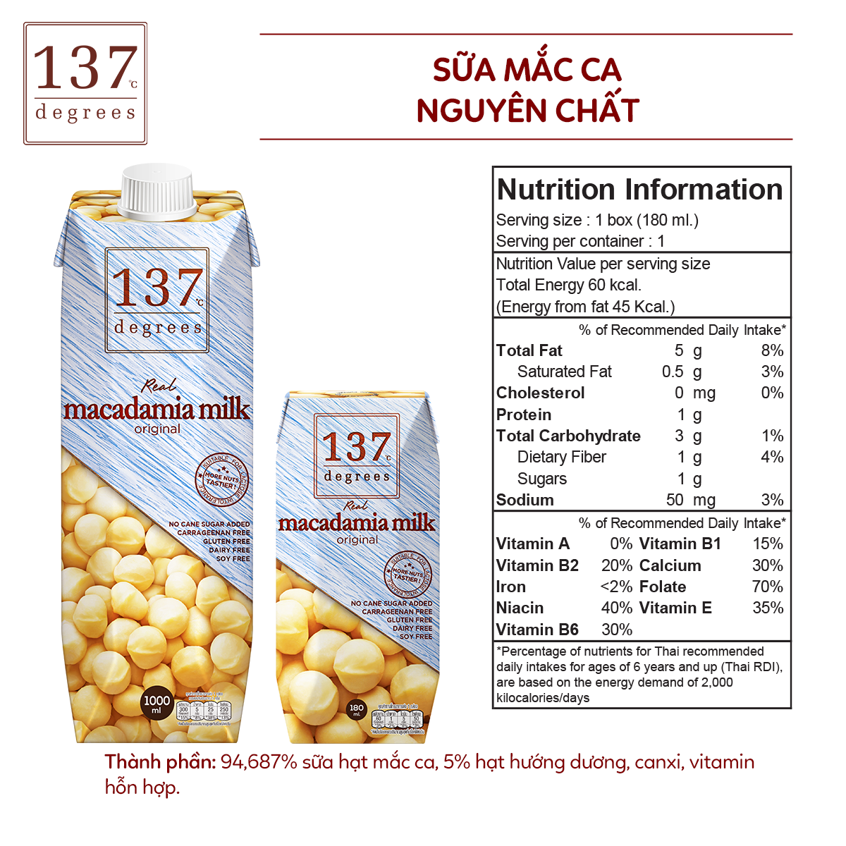 Mô tả Sữa Hạt 137 Degrees 1L Thái Lan Healthy Dinh Dưỡng Thơm Ngon Chính Hãng Thái Lan - 3