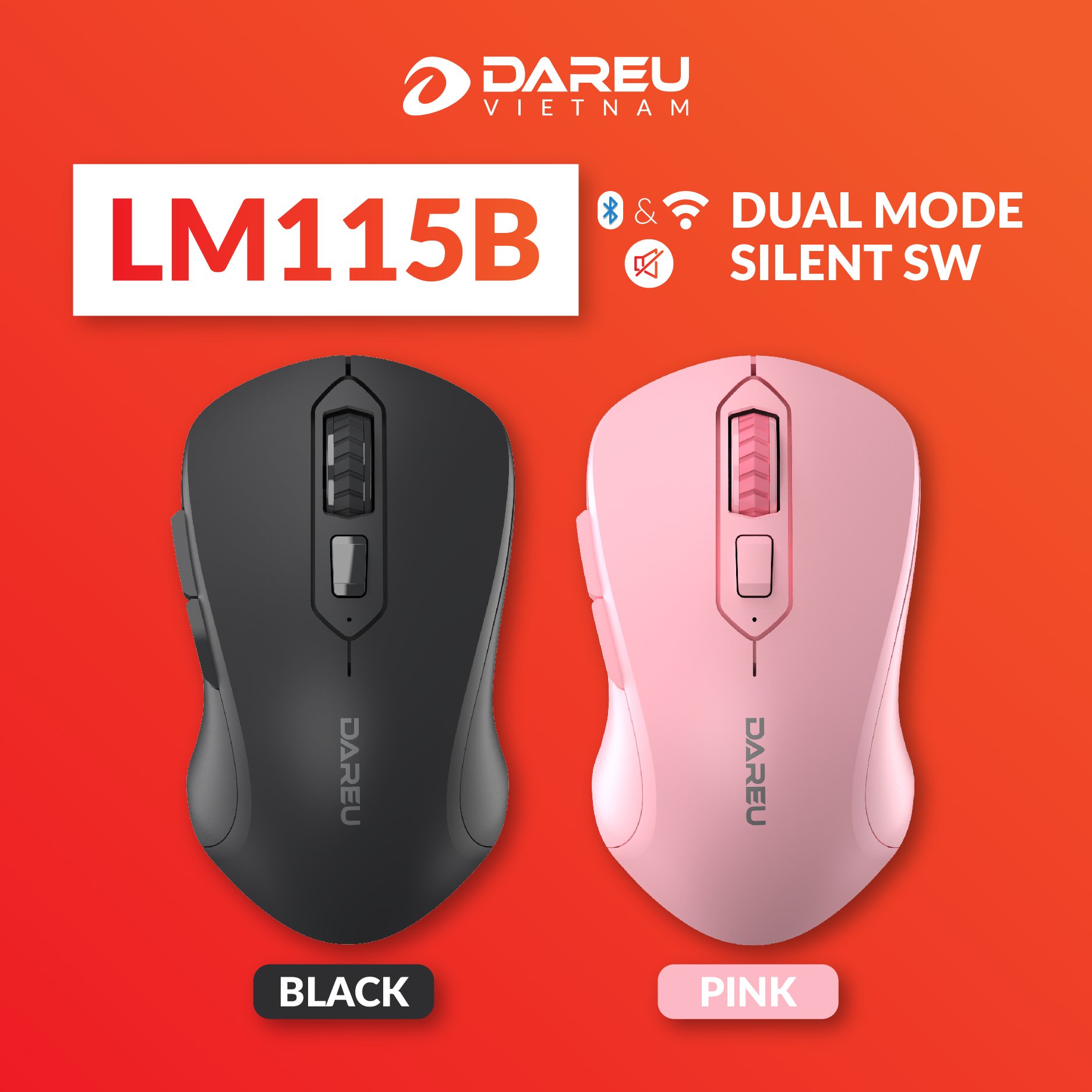 Mô tả Chuột không dây Dareu LM115B Bluetooth 5.0 + Wireless 2.4GHz ( Silent Switch ) - 1