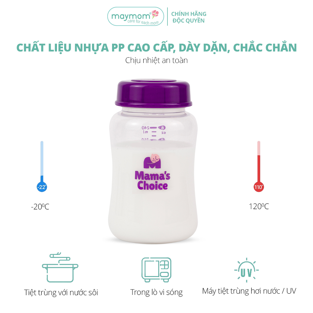 Mô tả Bình Trữ Sữa Cổ Rộng Mama's Choice, Tương Thích Máy Hút Sữa Spectra, Avent, Fatz, Rozabi, Cimilre Dung Tích 180ml-240ml - 8