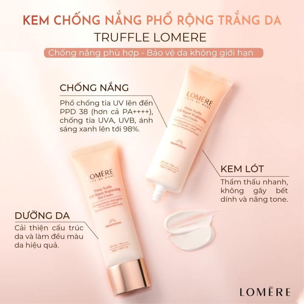 Kem chống nắng phổ rộng Lomere Prime Trufle Cell Repair Brightening Sun ...