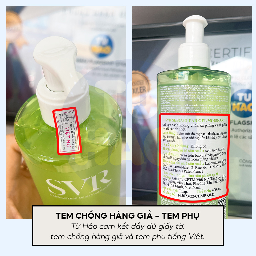 Mô tả Combo da mụn Gel rửa mặt SVR Sebiaclear 400ml + Gel giảm mụn Actidem Derma 18gr/Gel rửa mặt SVR Sebiaclear 55/200/400 ml - 4