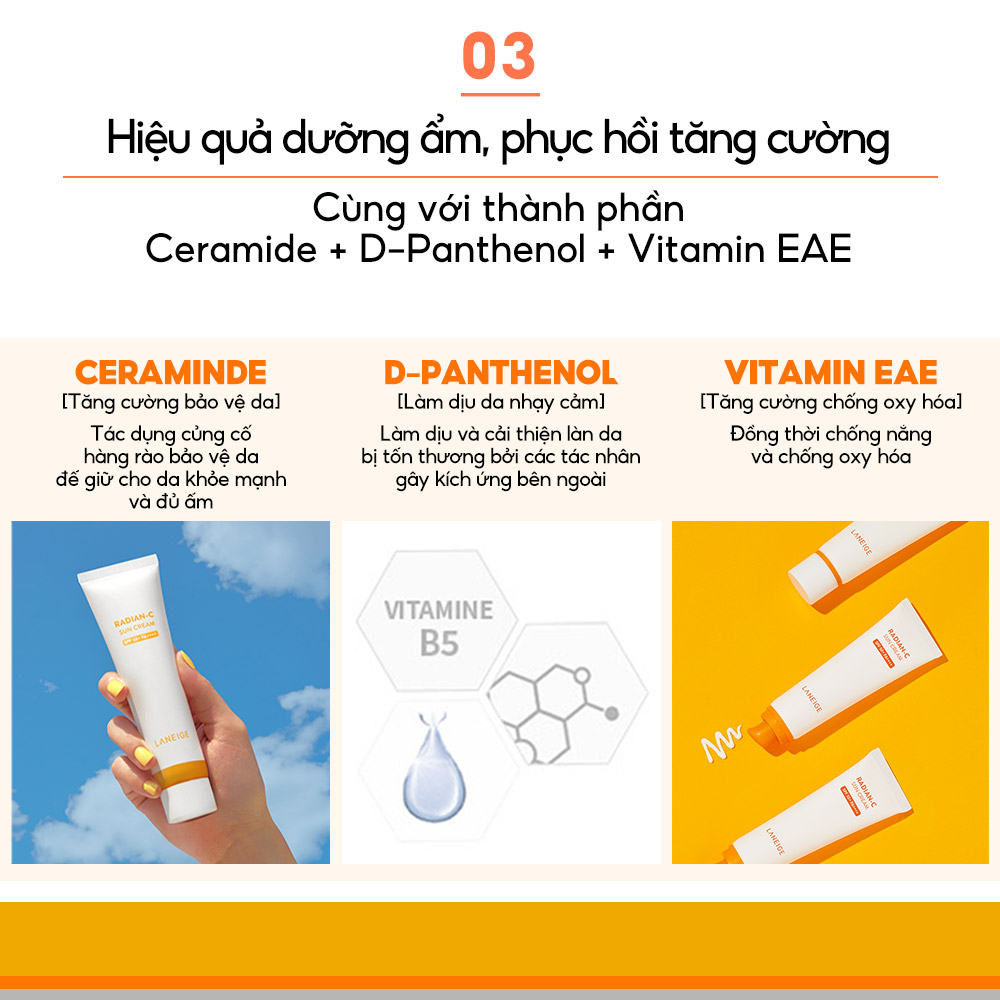 Mô tả Kem chống nắng Laneige Radian-C Sun Cream SPF 50+ PA++++ 50ML - 5