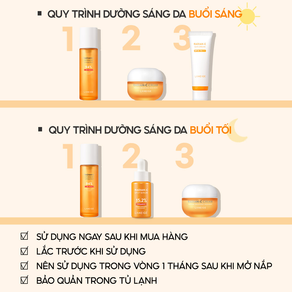 Mô tả Kem chống nắng Laneige Radian-C Sun Cream SPF 50+ PA++++ 50ML - 6