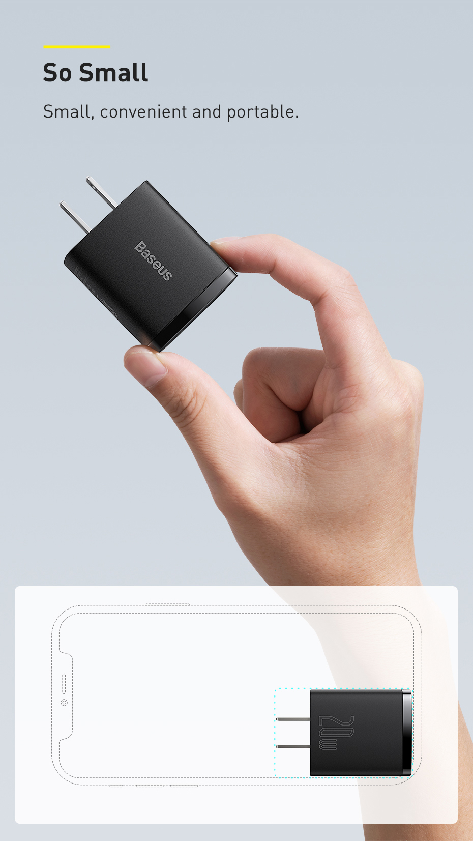 Mô tả Củ Sạc Nhanh PD 20w 2 Cổng Chính Hãng Baseus QC3.0 Cục Type-C Và USB Cho iP 13 12 11 XS X XR Xiaomi - 5