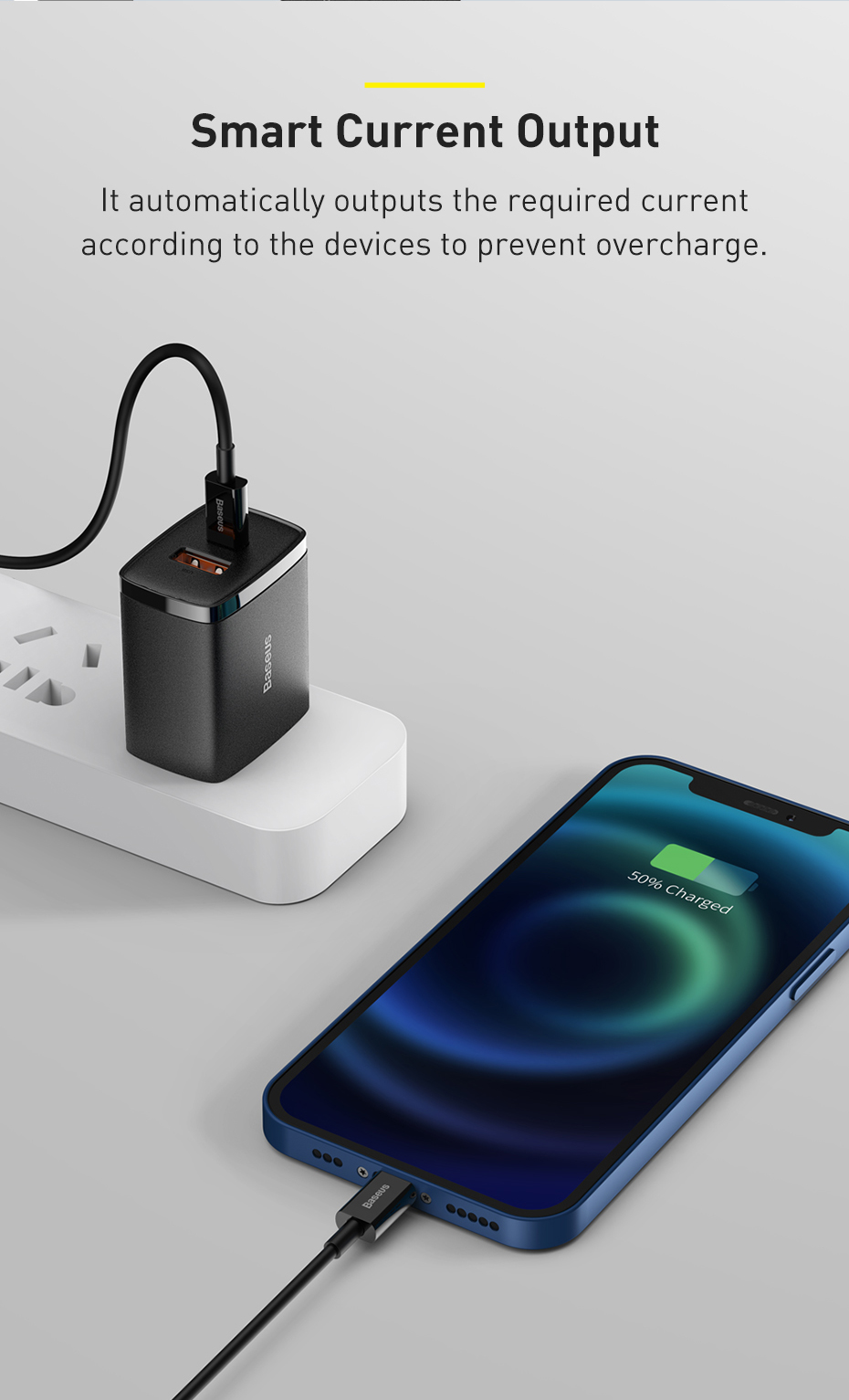 Mô tả Củ Sạc Nhanh PD 20w 2 Cổng Chính Hãng Baseus QC3.0 Cục Type-C Và USB Cho iP 13 12 11 XS X XR Xiaomi - 8