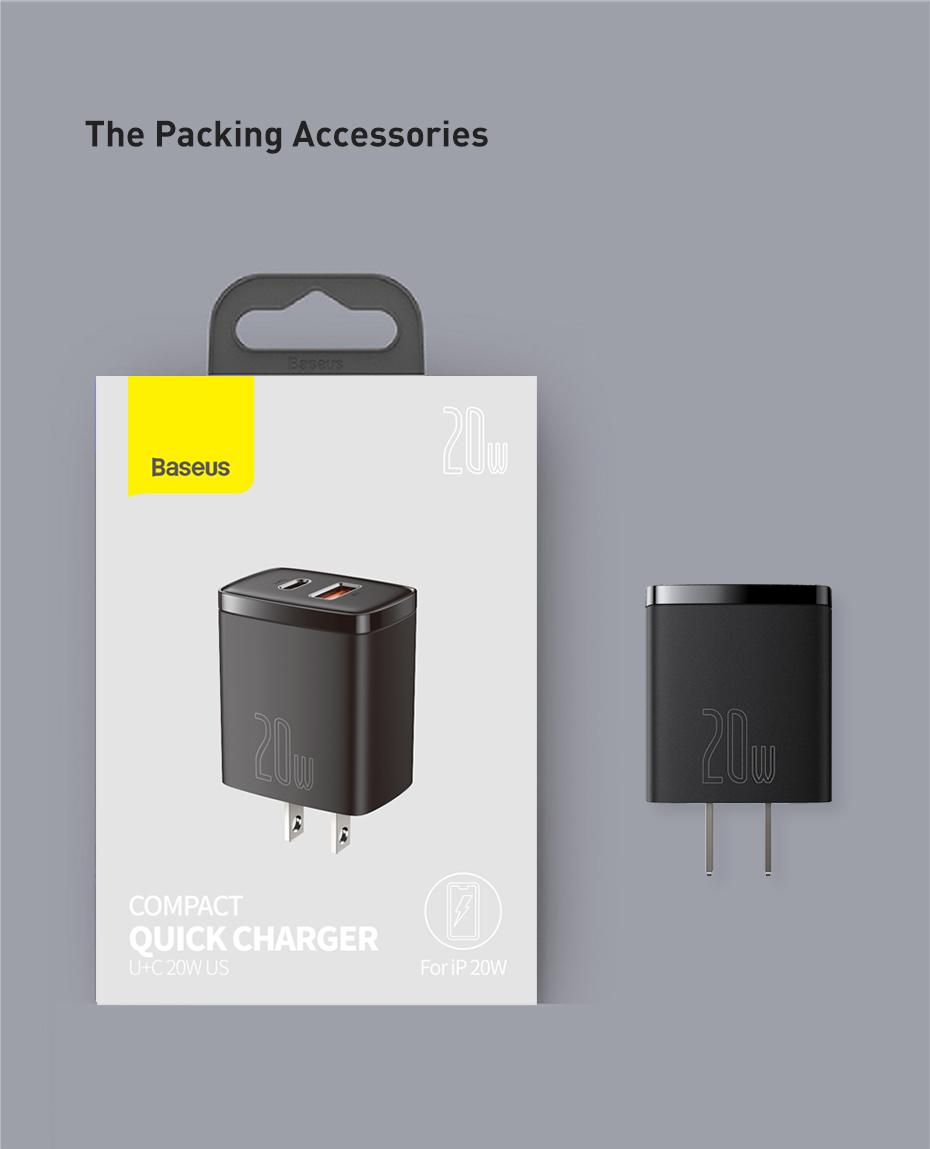 Mô tả Củ Sạc Nhanh PD 20w 2 Cổng Chính Hãng Baseus QC3.0 Cục Type-C Và USB Cho iP 13 12 11 XS X XR Xiaomi - 12