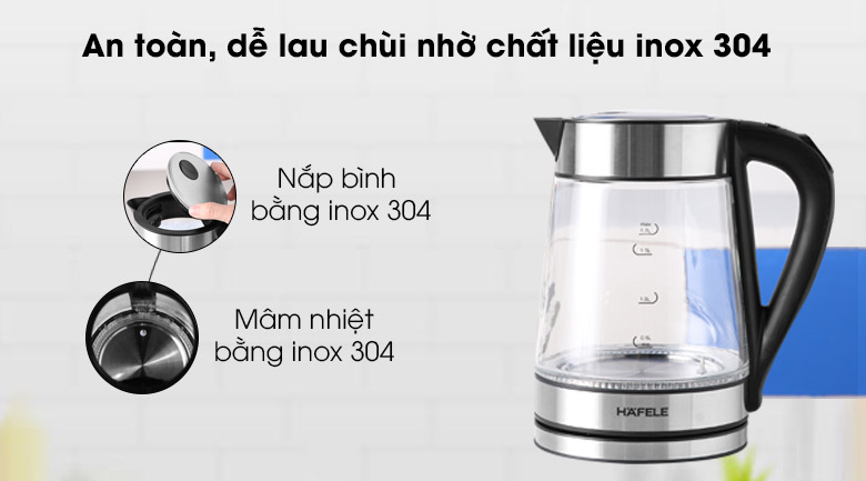 Mô tả Ấm Đun Siêu Tốc HAFELE T-602C - 535.43.732 - 1,7L - 3