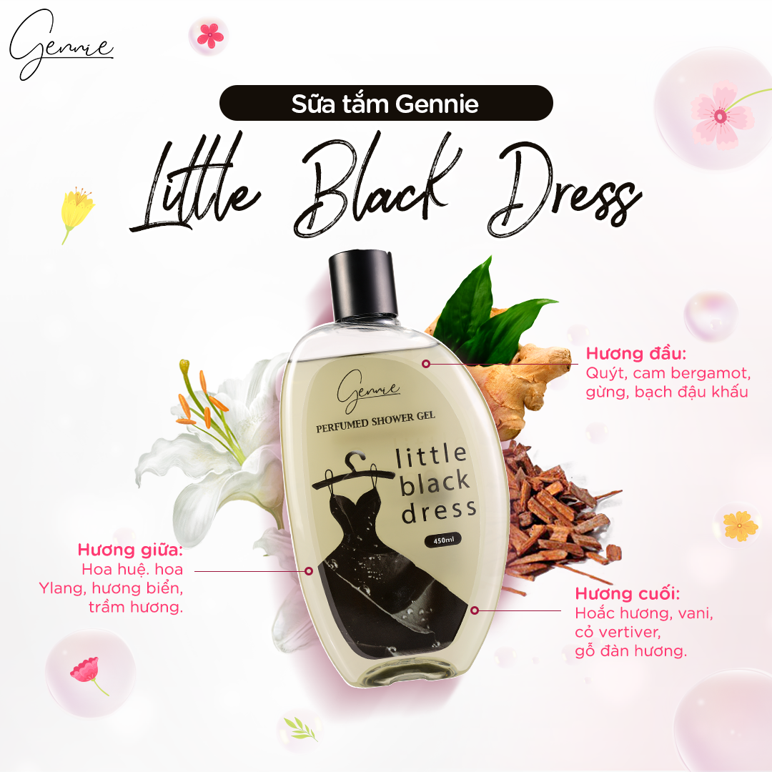 Mô tả Sữa tắm nước hoa Nữ Gennie Little Dress 450ml lưu hương lên đến 4H - 6