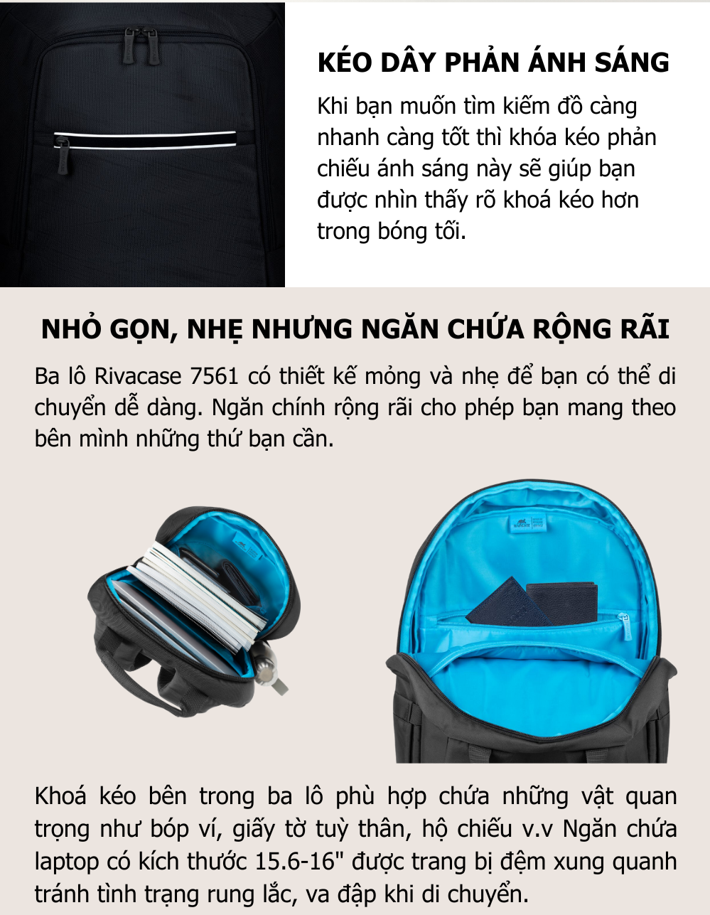Mô tả Ba lô Laptop 15.6-16" Rivacase 7561 dành cho Văn Phòng - 2