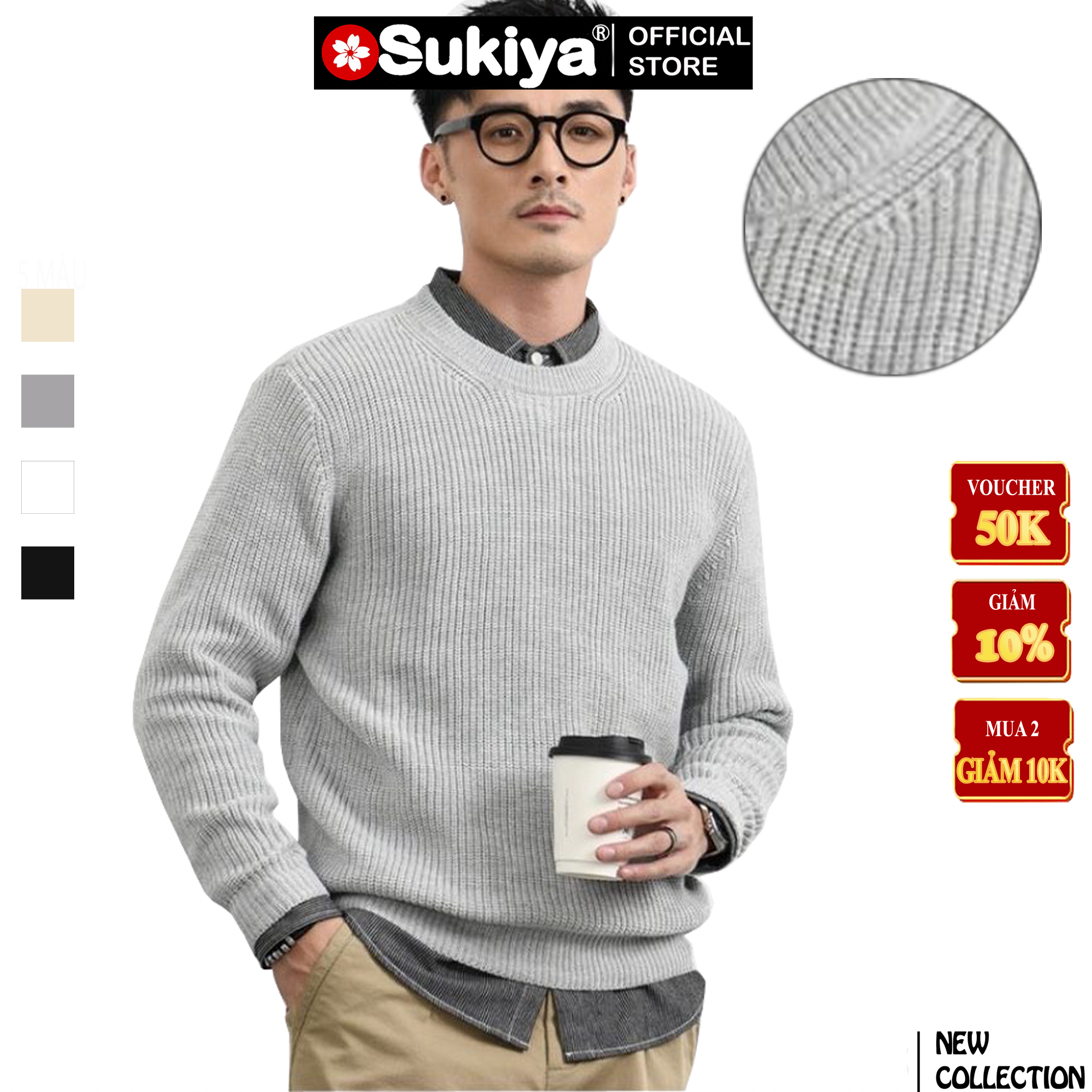 Mô tả Áo Len Nam Cổ Tròn SUKIYA Hàng Hiệu Chất dày dặn Fom Hàn Quốc đẹp AL10 - 1
