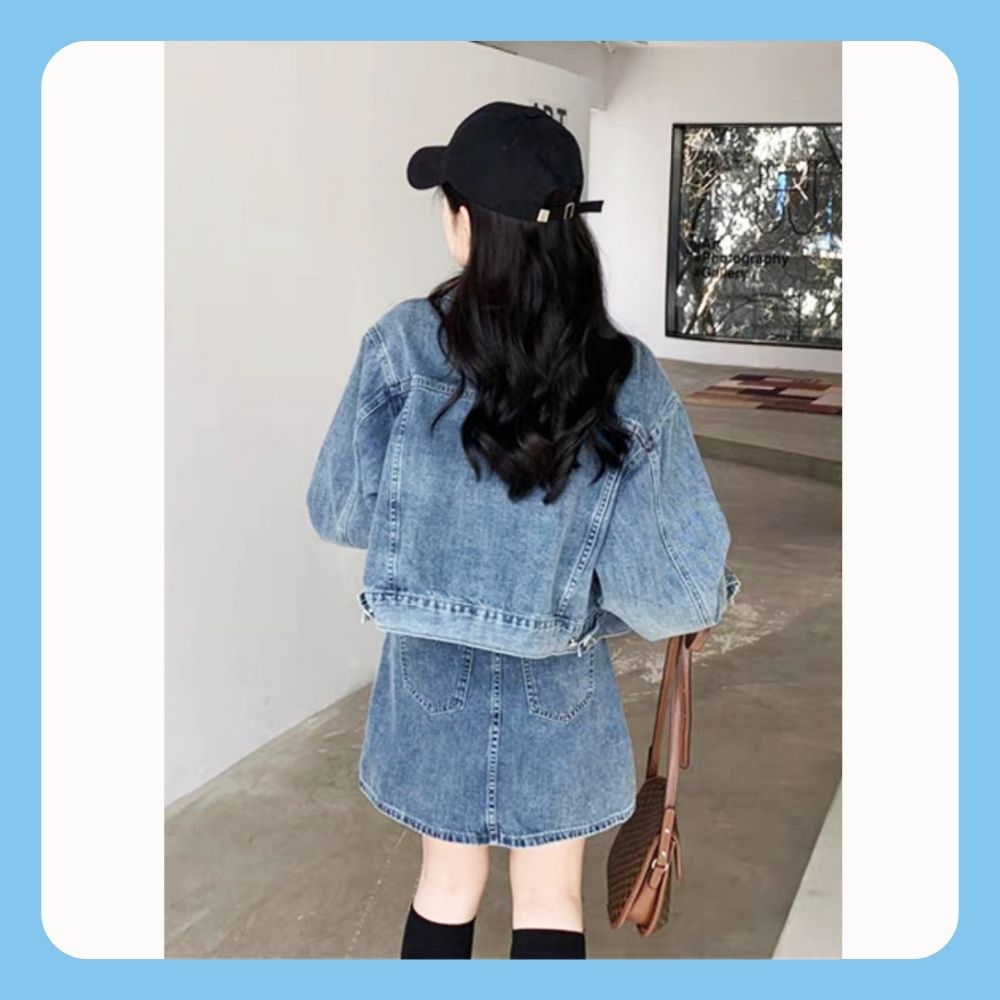 Mô tả Áo khoác jean nữ lửng crotop Hàn quốc form rộng Chollima AK315 phong cách cá tính - 5