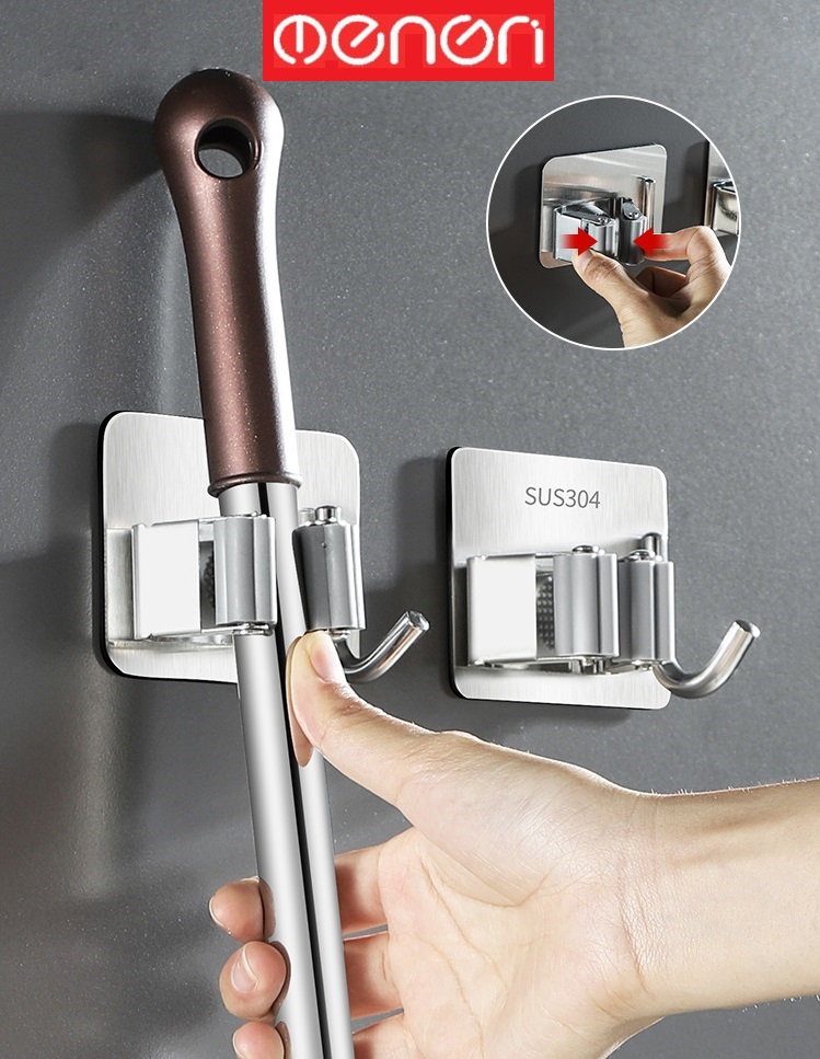 Mô tả Móc Treo Cây Lau Nhà INOX 304 Dán Tường Gạch Men- OENON - 3