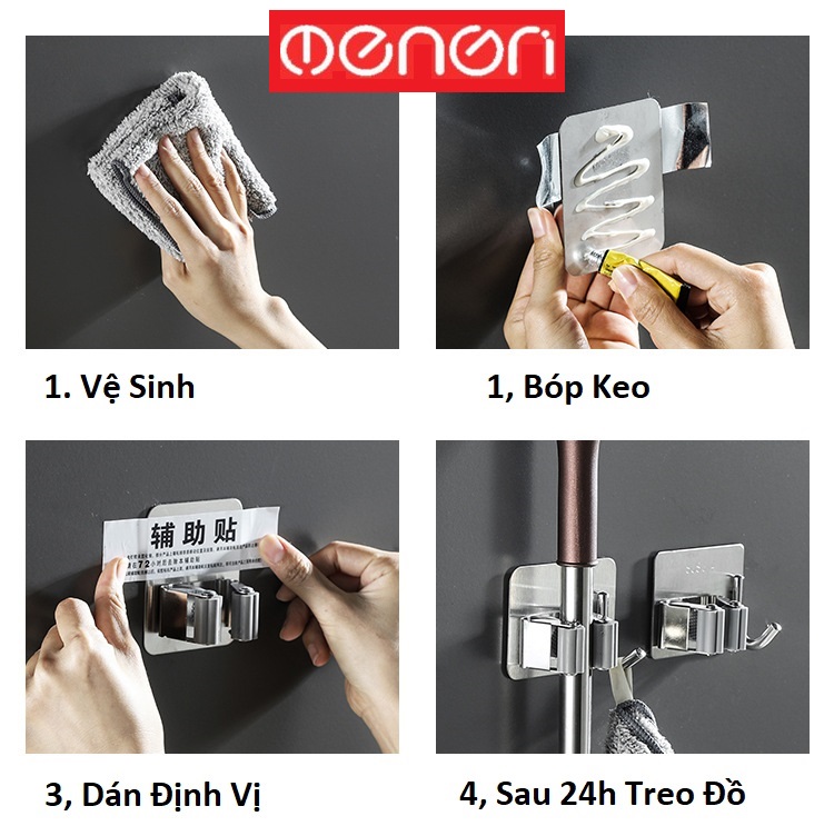 Mô tả Móc Treo Cây Lau Nhà INOX 304 Dán Tường Gạch Men- OENON - 7
