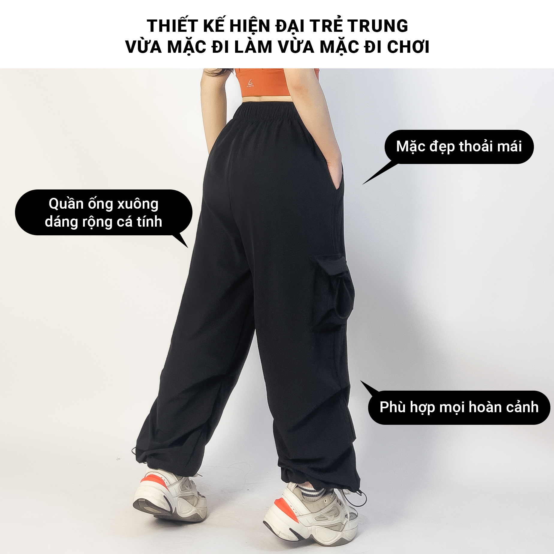 Mô tả Quần jogger gió hạt mát lạnh GTH88 thiết kế túi vuông có dây điểu chỉnh ông quần by Gladimax - 2