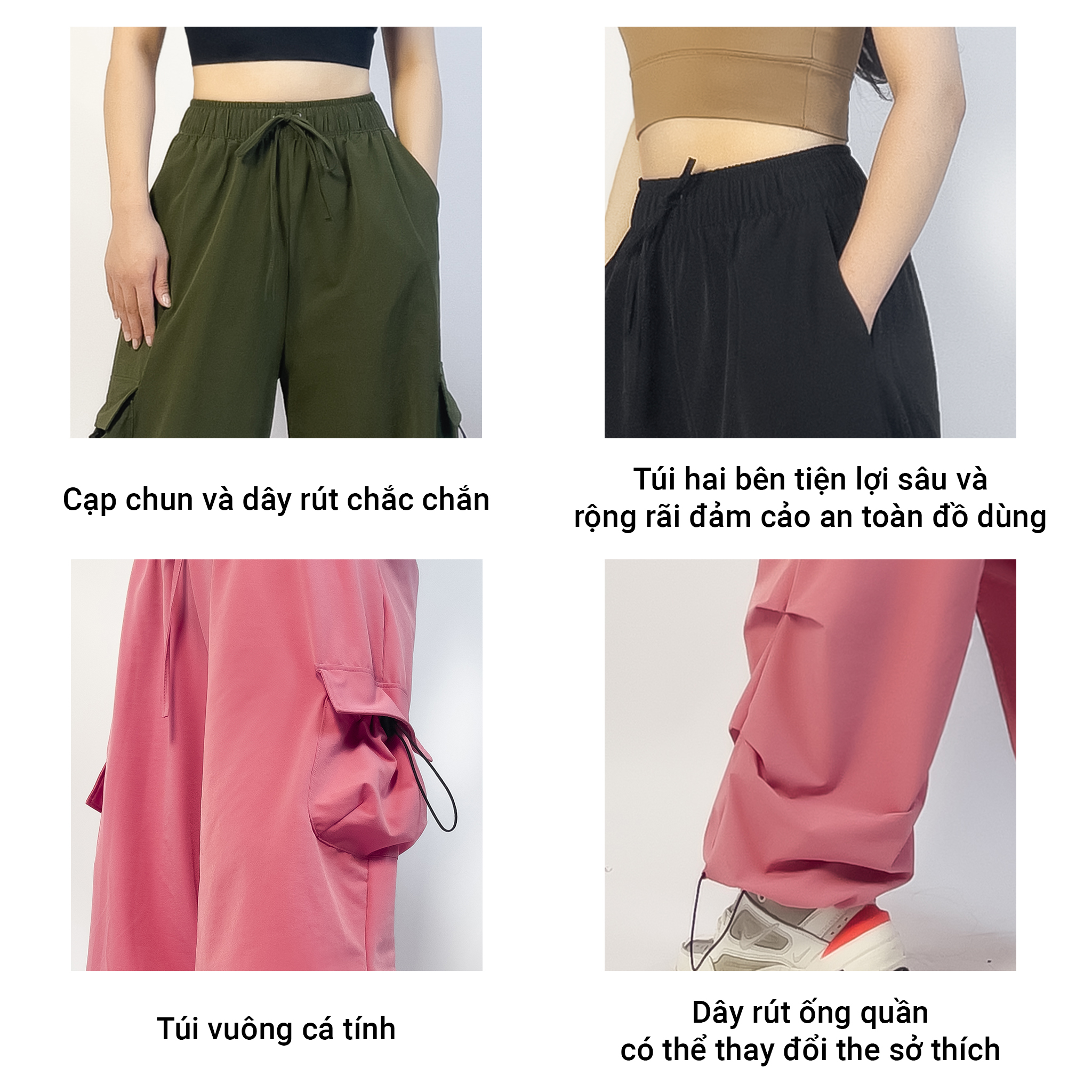 Mô tả Quần jogger gió hạt mát lạnh GTH88 thiết kế túi vuông có dây điểu chỉnh ông quần by Gladimax - 3