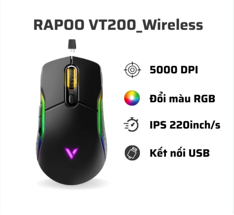 Chuột Gaming Rapoo VT200 LED RGB - 6200 DPI | Shopee Việt Nam