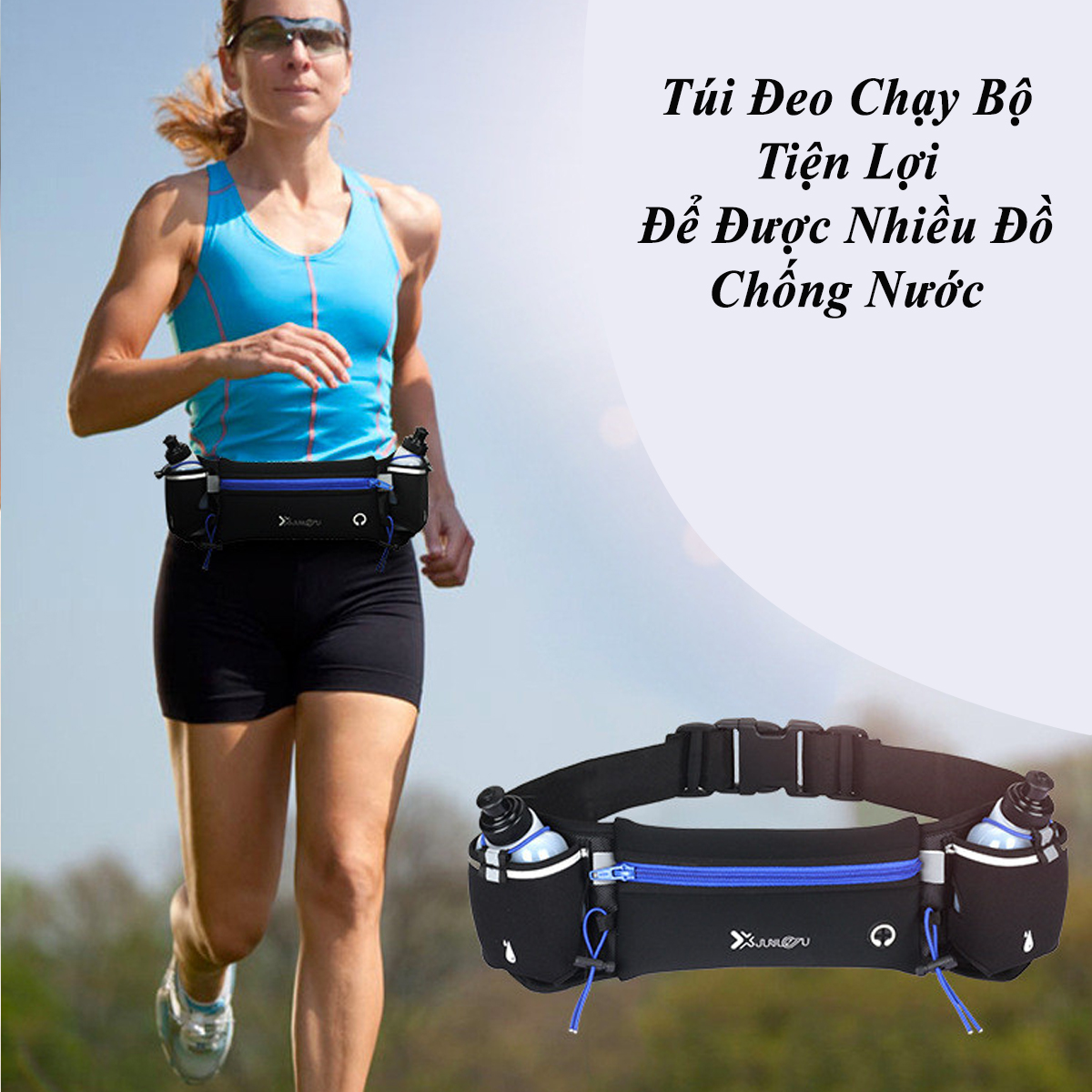 Mô tả Túi Đeo Hông Chạy Bộ Đựng Điện Thoại Ví Khóa Chống Nước Chọn Màu Có Bình Đựng Nước Nhựa 175ml Chính Hãng Amalife - 7