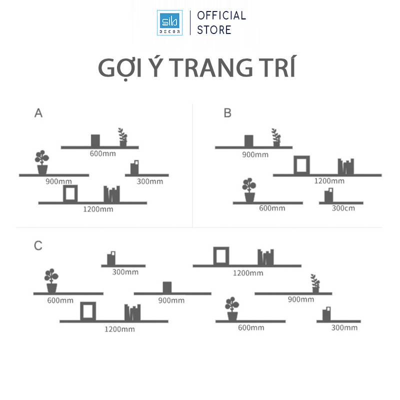 Mô tả Kệ Ngang Rộng 20cm, Dài 40/60/80cm, Thanh Gỗ 17mm Decor Trang Trí Treo Tường KT003 - 2