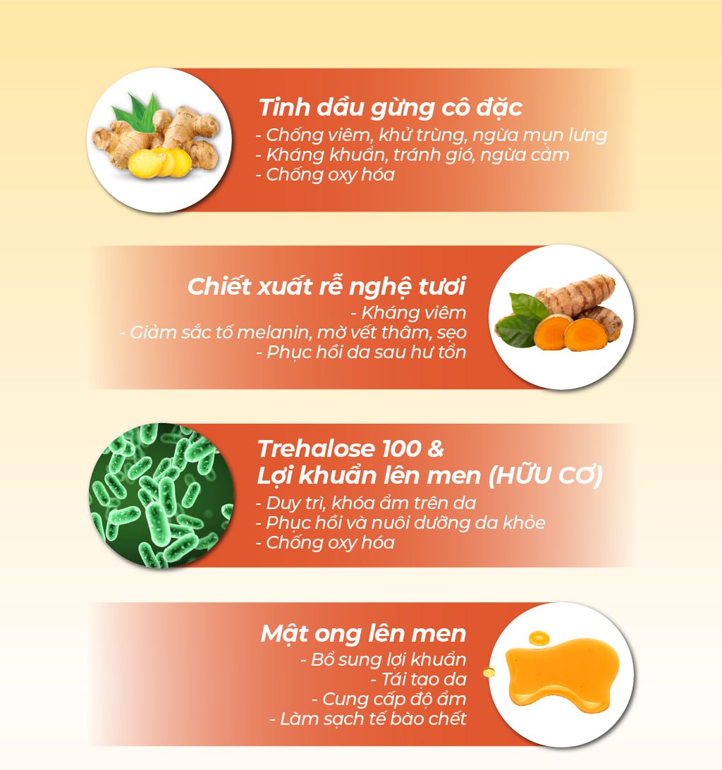 Mô tả Sữa Tắm Thảo Dược Gừng Nghệ Cỏ Cây Hoa Lá - Làm Sạch Sâu, Mờ Thâm Mụn 500g - 5