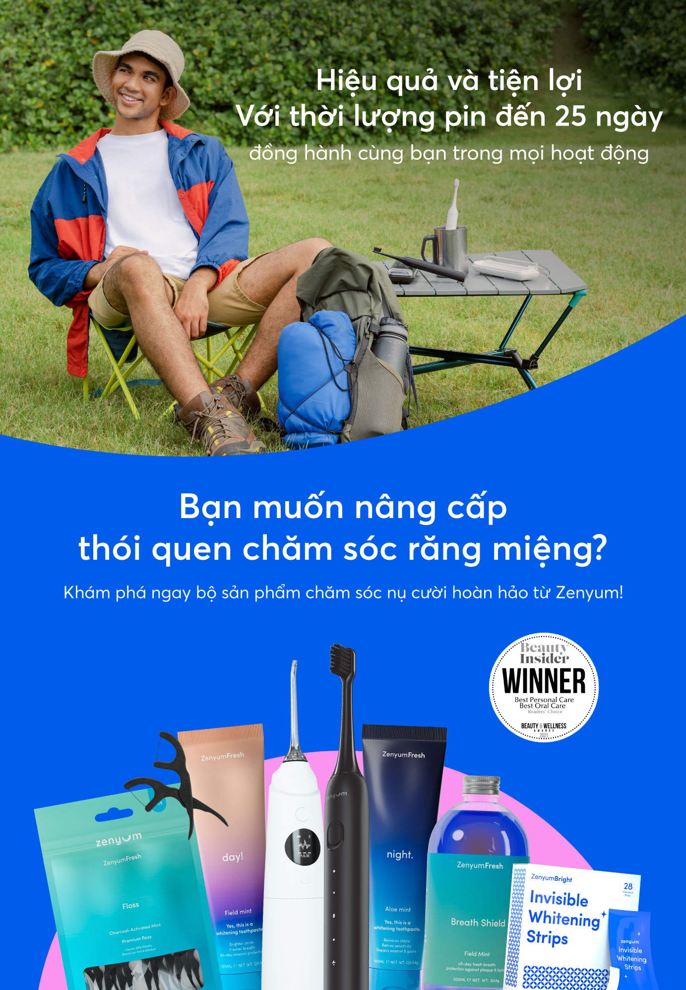Mô tả Bộ Bàn Chải Điện Zenyum Sonic GO phiên bản Du Lịch Tiêu Chuẩn - 1 Bàn Chải + 1 Hộp Đựng + 3 Đầu Thay - 3