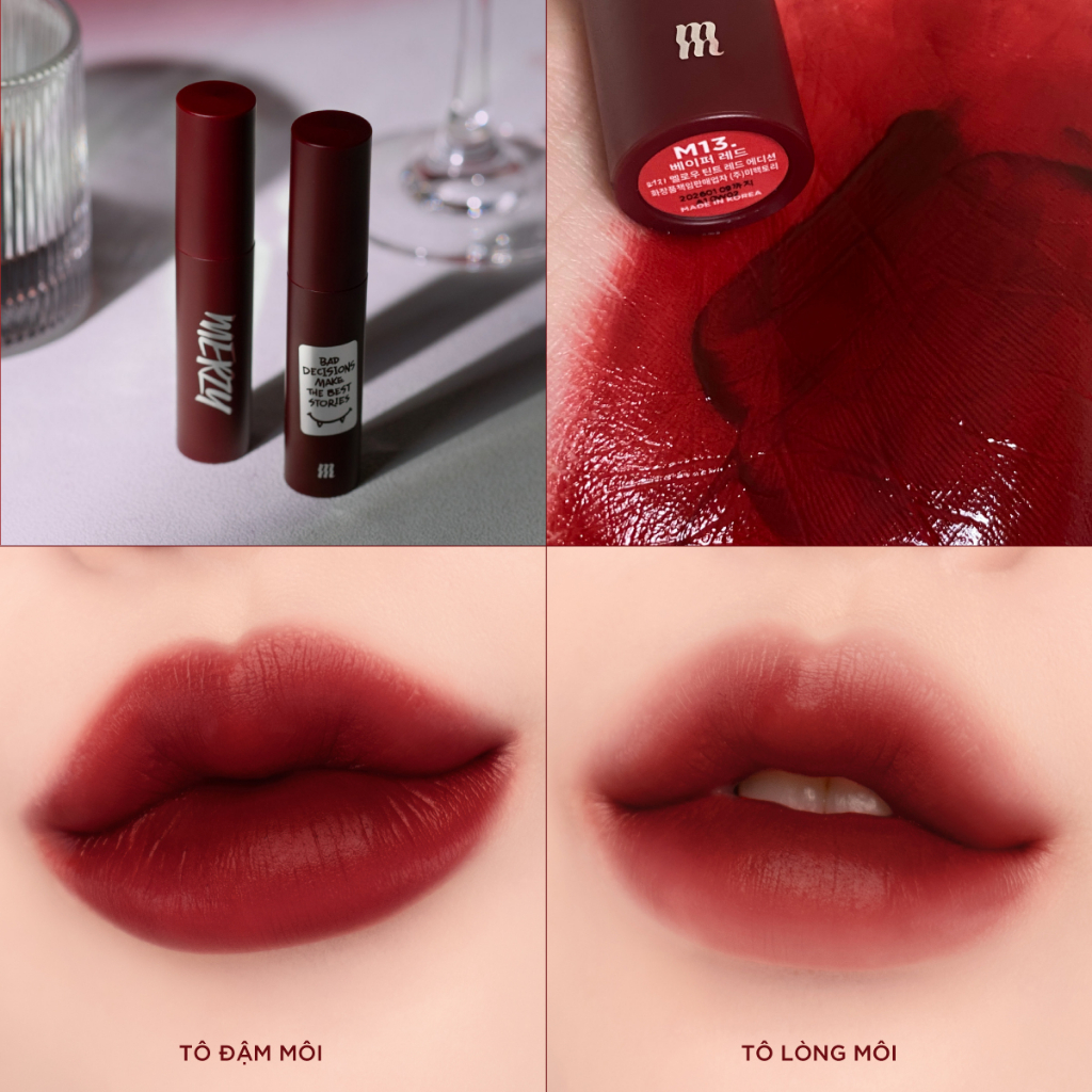Mô tả Combo Son Lì Vỏ Bạc Merzy The Glam Mellow Tint 4g + Son Tint Bóng Merzy The Watery Dew Tint 4g - 2
