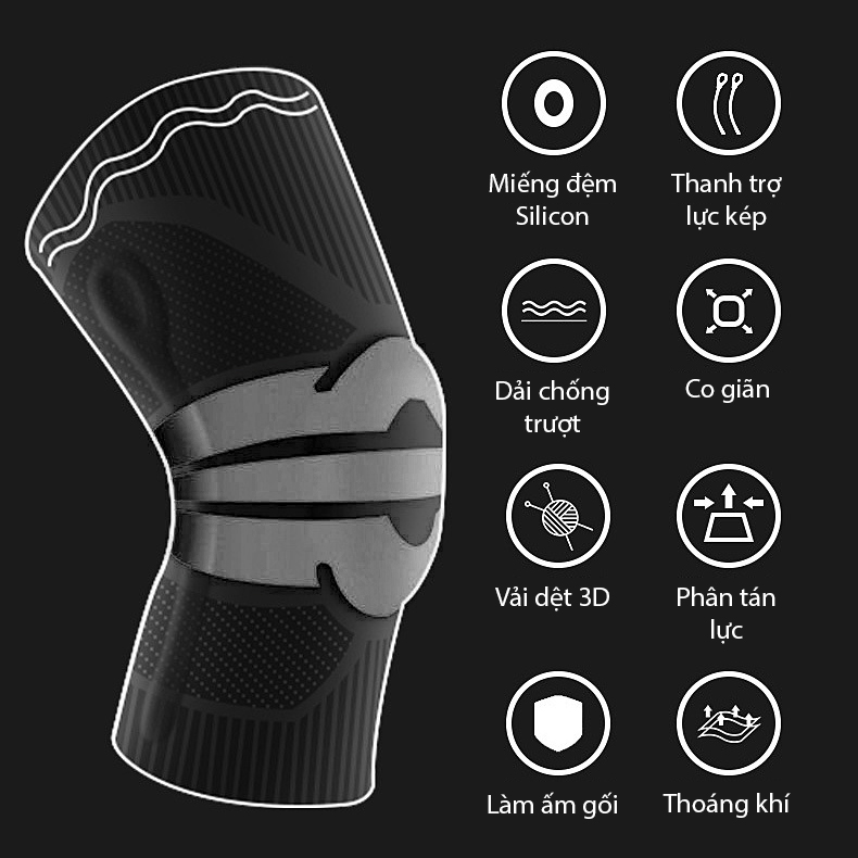 Mô tả Đai Bảo Vệ Khớp Đầu Gối MixSport Có Đệm Gối Và Trợ Lực Khớp Gối Khi Chơi Thể Thao Chạy Bộ - 5