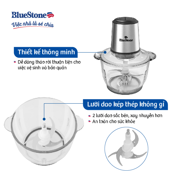 Mô tả Máy Xay Thịt 2 Lưỡi Dao Kép 2 Lít BlueStone CHB-5145 - 3