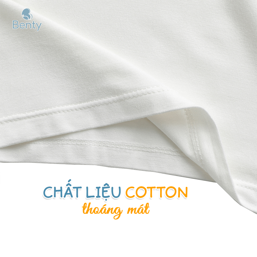 Mô tả Bộ cộc tay cài vai trơn phối viền cổ BENTY cotton thấm hút mồ hôi, đồ bộ cho bé trai, bé gái - 4