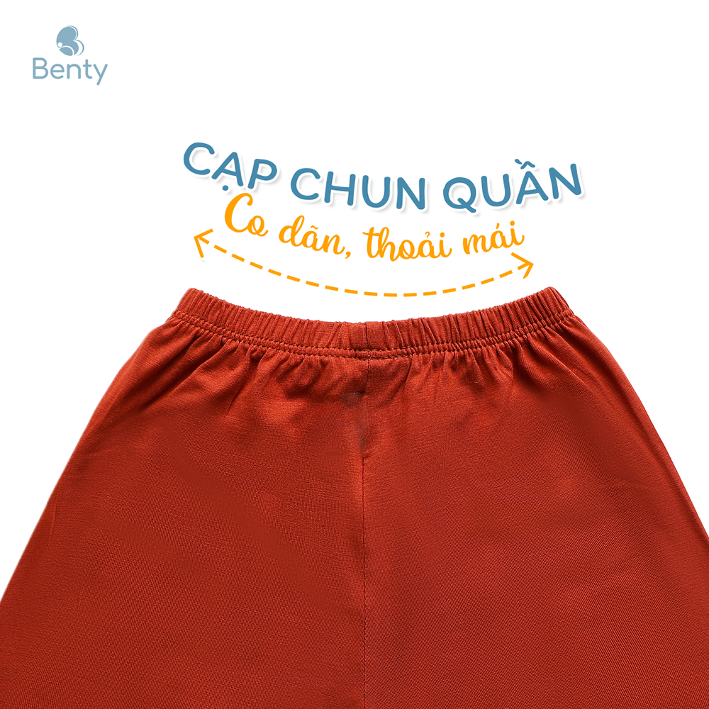 Mô tả Bộ cộc tay cài vai trơn phối viền cổ BENTY cotton thấm hút mồ hôi, đồ bộ cho bé trai, bé gái - 5