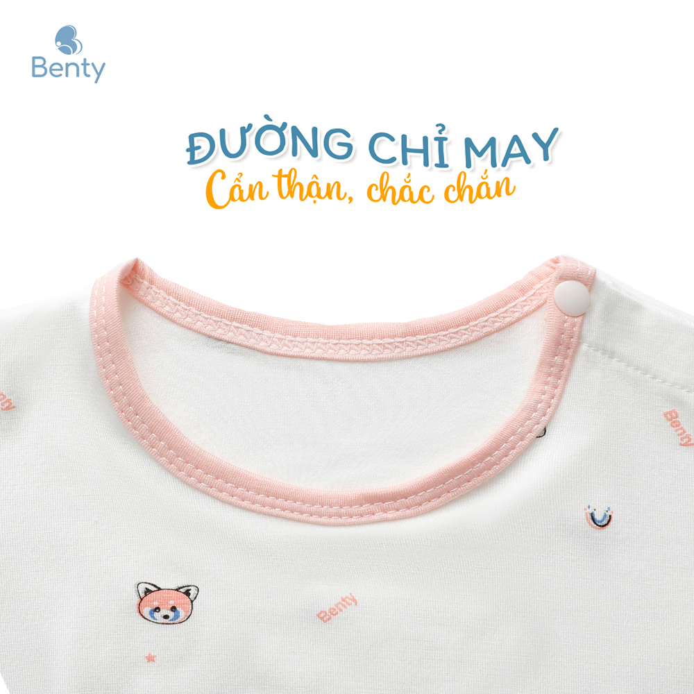 Mô tả Bộ cộc tay cài vai họa tiết hồng BENTY mềm mịn mát, đồ bộ chất cotton bé mặc thoải mái - 1